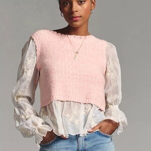Anthropologie Blush Pink Knit Sweater